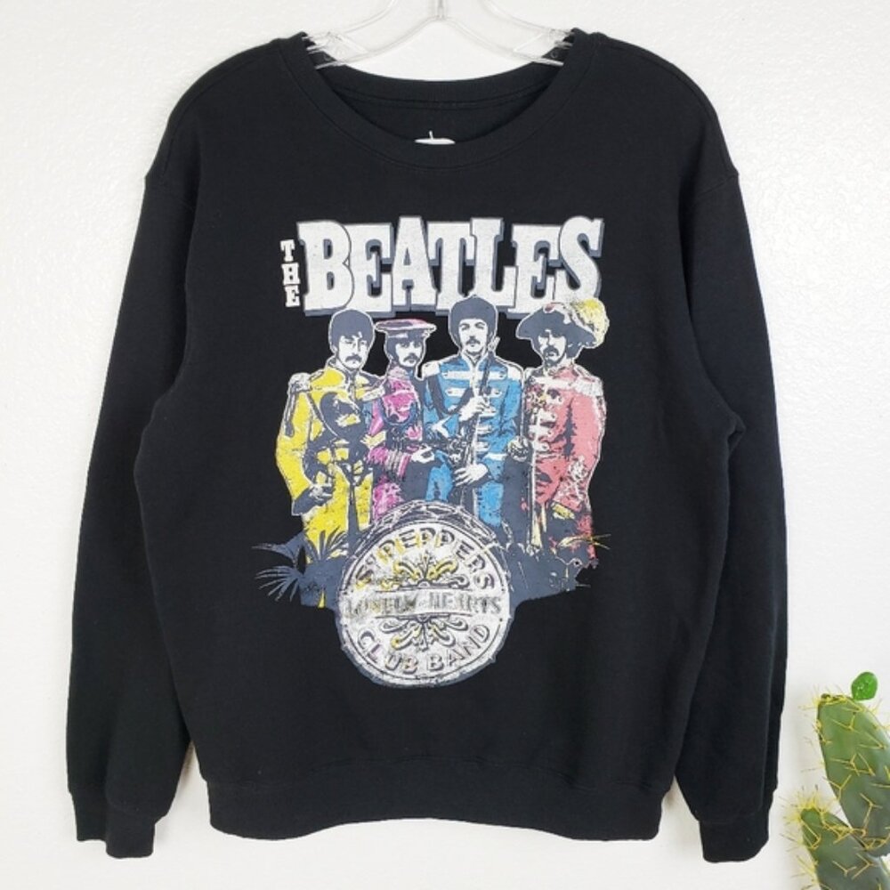 The Beatles Graphic Print Sweatshirt Super Soft sz XL Black Lightweight Pullover